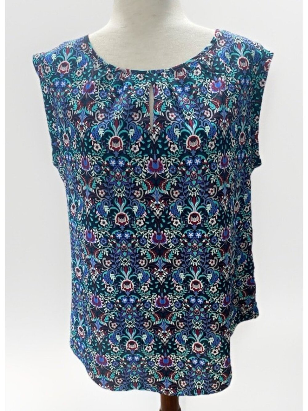 The Limited Keyhole Jersey Sleeveless Top Women’s Large Floral Multicolor Career